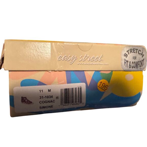 EASY STREET Simone Gladiator Platform Wedge Sandals in Cognac Size 11 New in Box - Picture 10 of 10